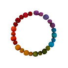 Kantha Prism Poetic Bracelet made of beads that have been sorted and arranged into vibrant, color-blocked sections for an multichromatic rainbow-like display of color.