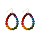 Kantha Prism Earrings made of beads that have been sorted and arranged into vibrant, color-blocked sections for an multichromatic rainbow-like display of color.