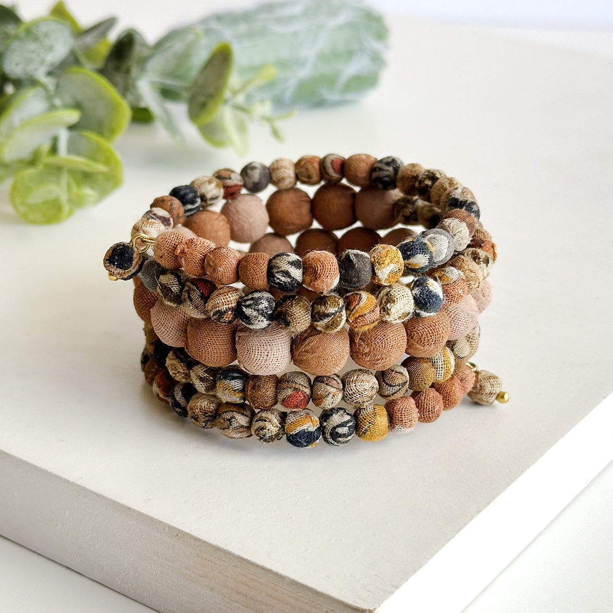 Kantha Desertscape Spiral Bracelet | WorldFinds