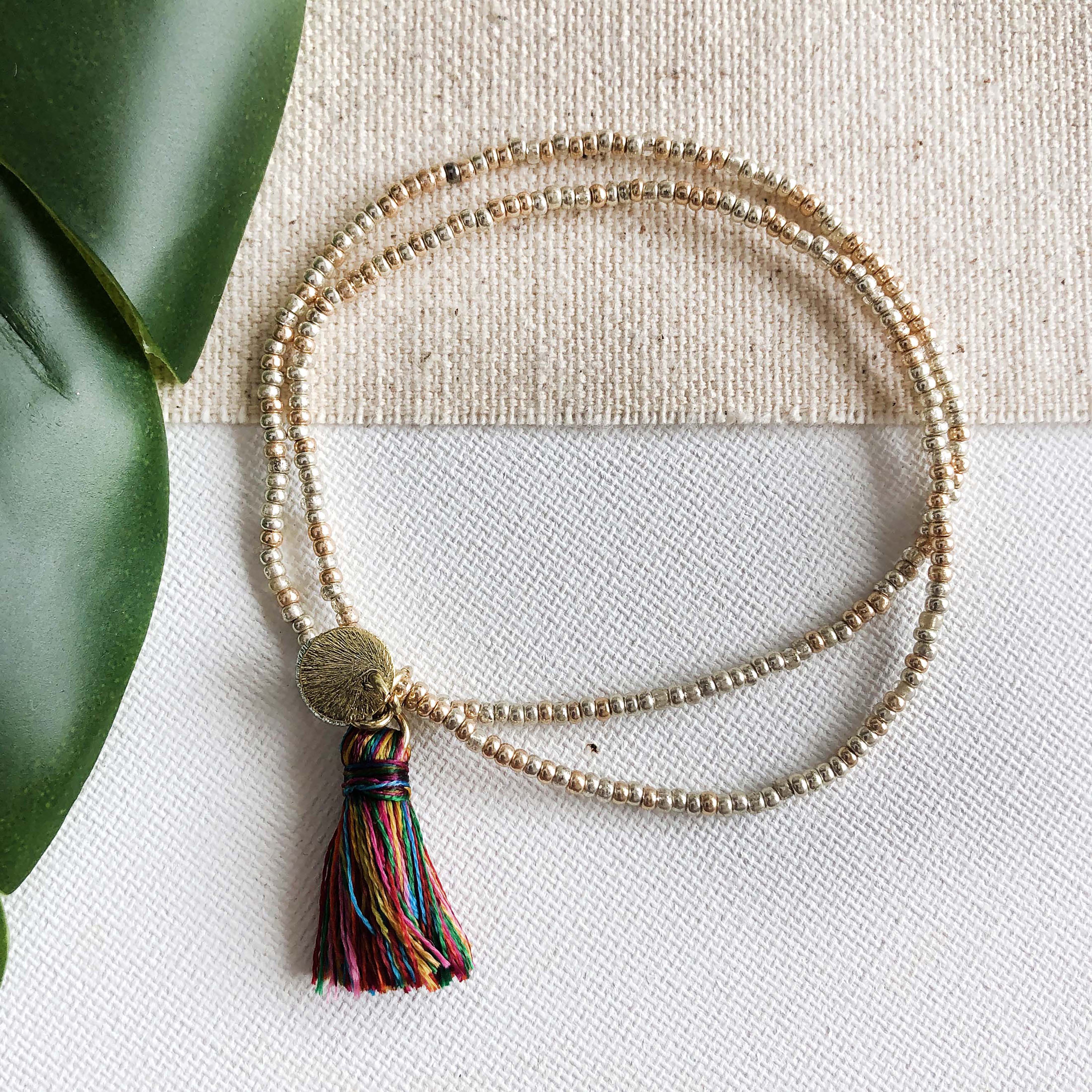 Gold Coast Tassel Bracelet in Multi