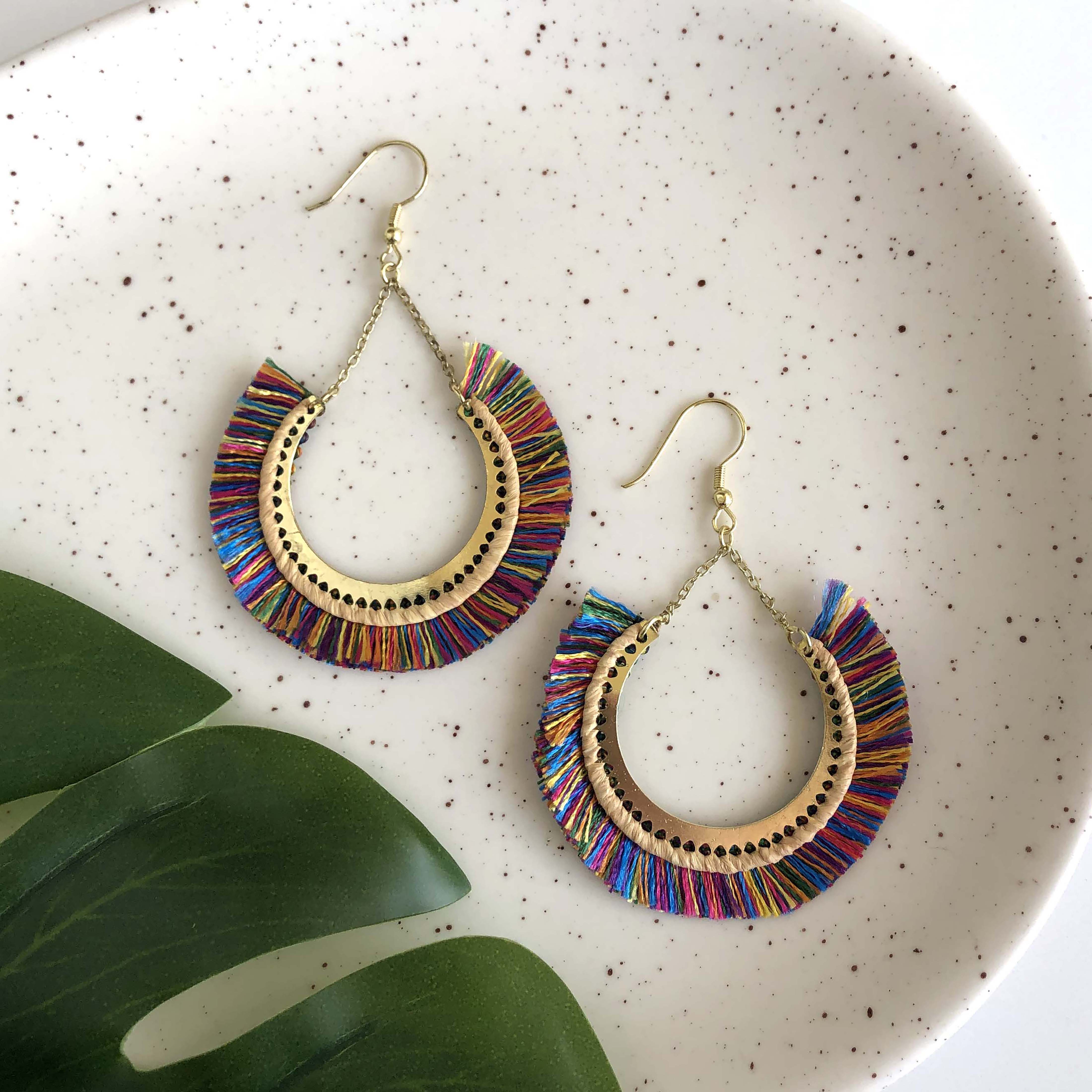 Contoured Fringe Earrings in Multi