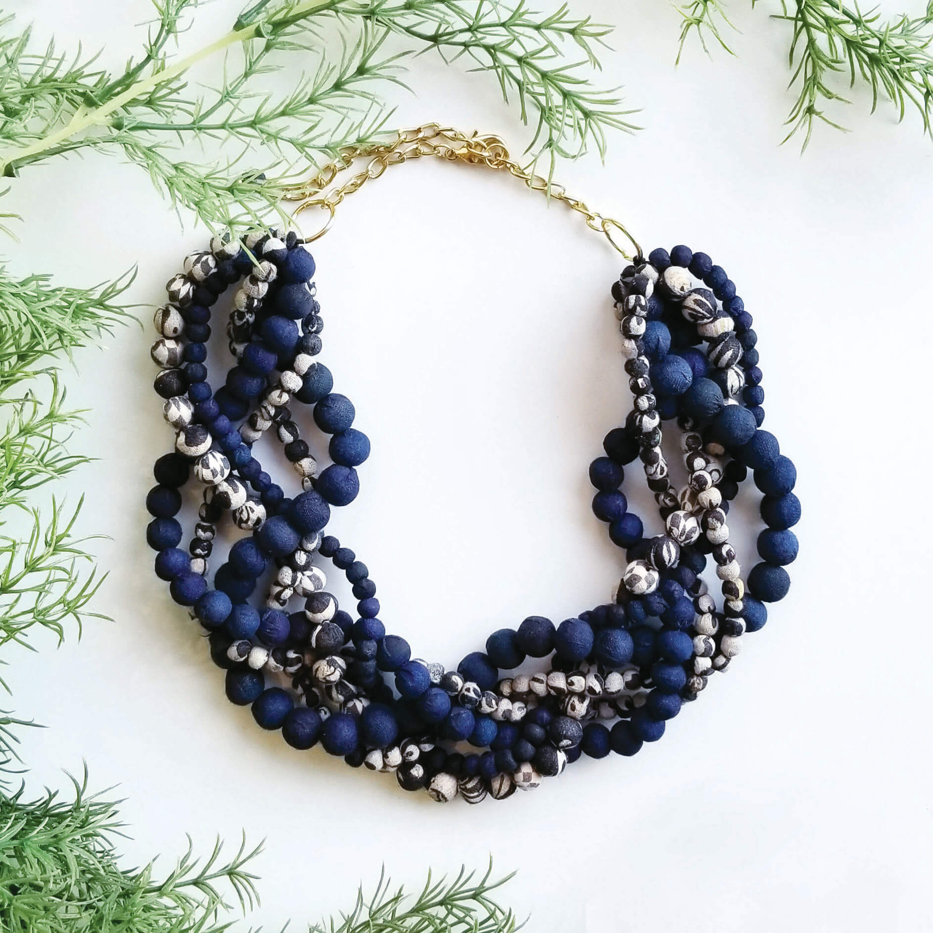 Kantha Indigo Braided Collar Necklace