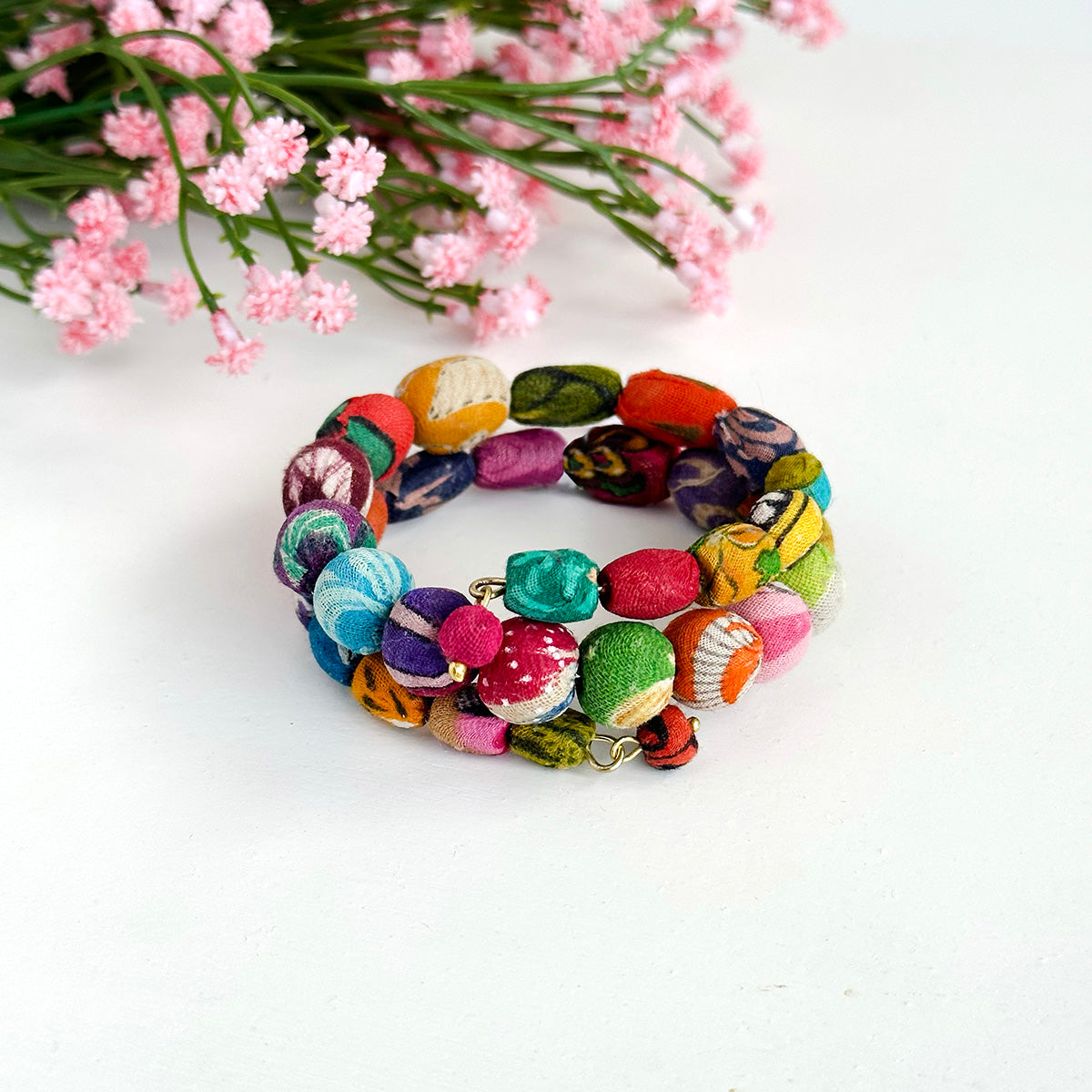 Load image into Gallery viewer, Whirled Kantha Spiral Bracelet
