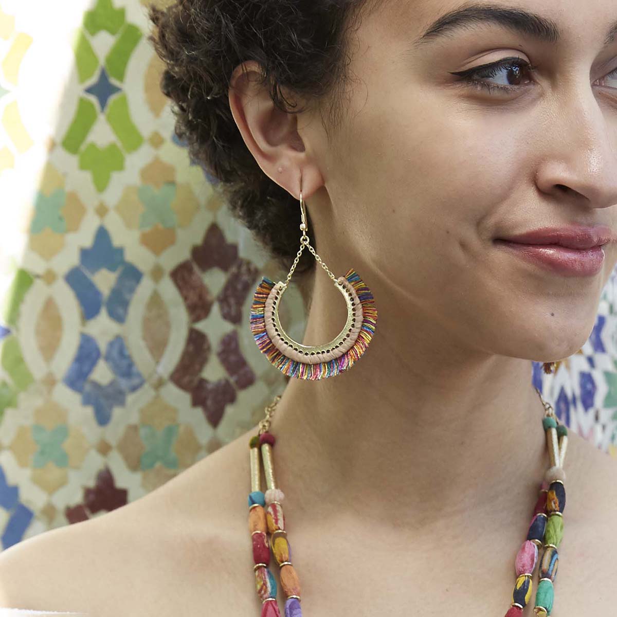 Contoured Fringe Earrings (Multi)