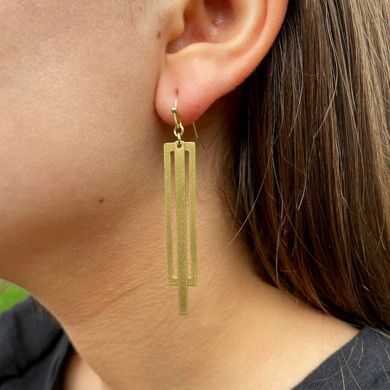 Pierced Rectangle Earrings