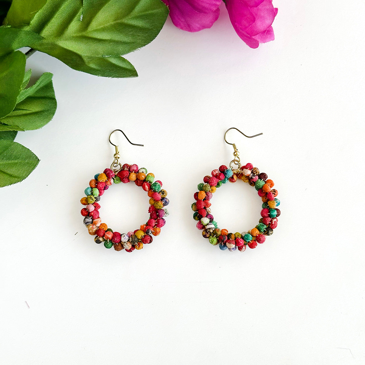 Load image into Gallery viewer, Wreathed Kantha Earrings
