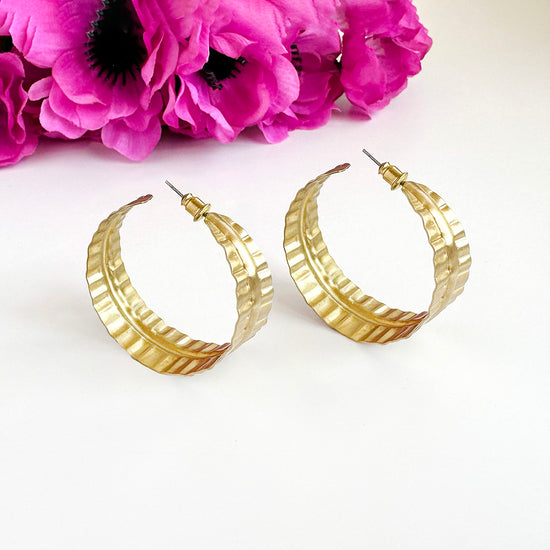 Rippled Leaf Hoops