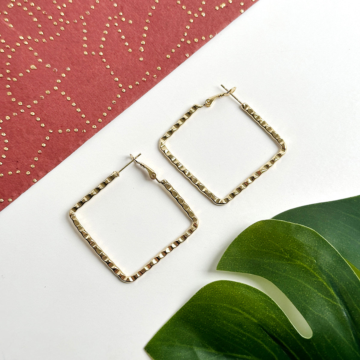 Etched Square Hoops | WorldFinds