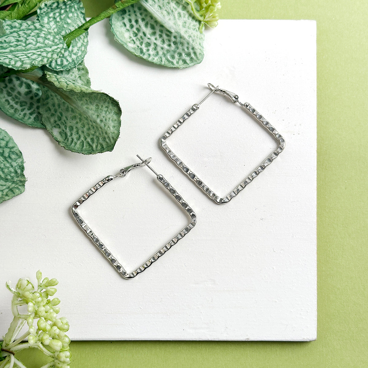 Etched Square Hoops | WorldFinds