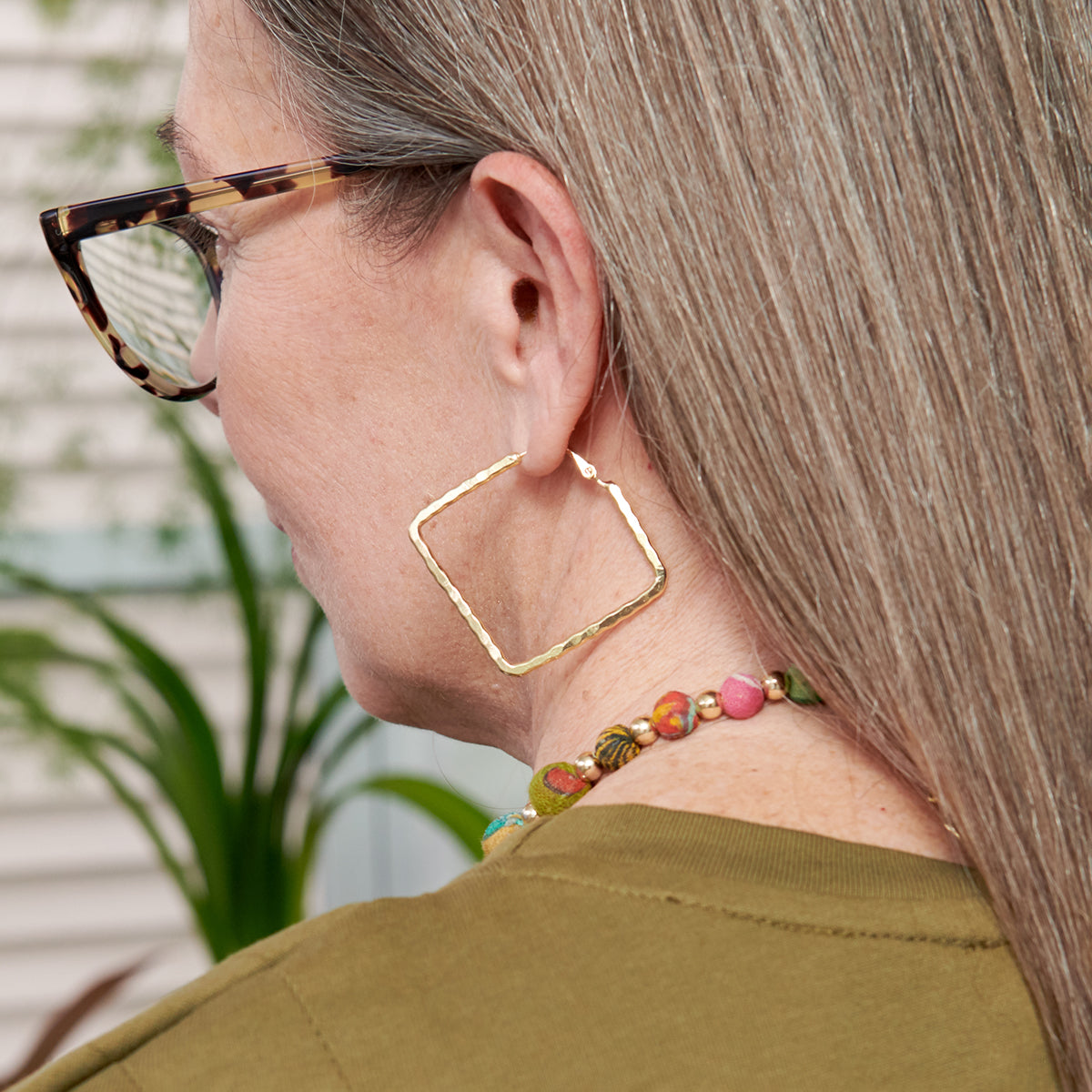 Etched Square Hoops | WorldFinds