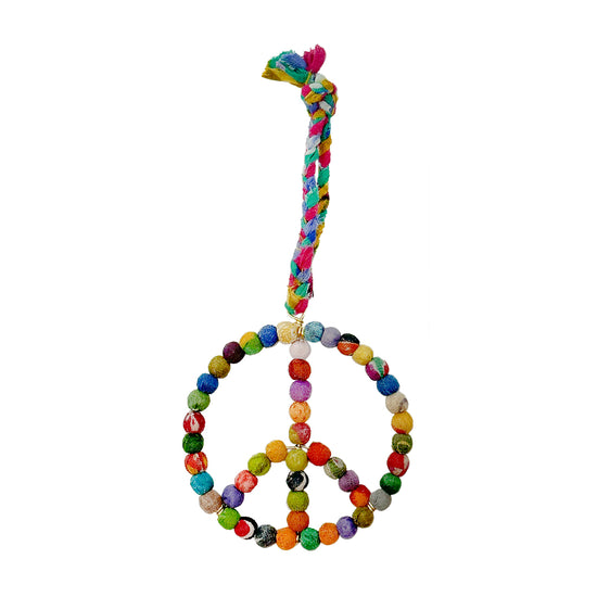 Load image into Gallery viewer, Kantha Peace Symbol Ornament
