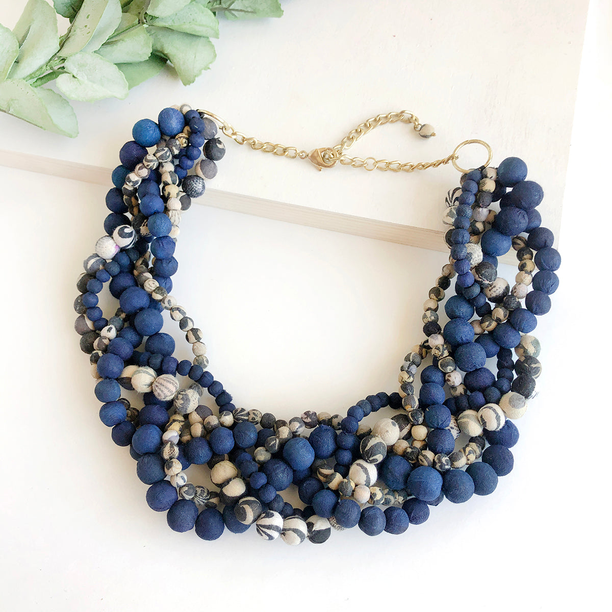 Load image into Gallery viewer, Kantha Indigo Braided Collar Necklace

