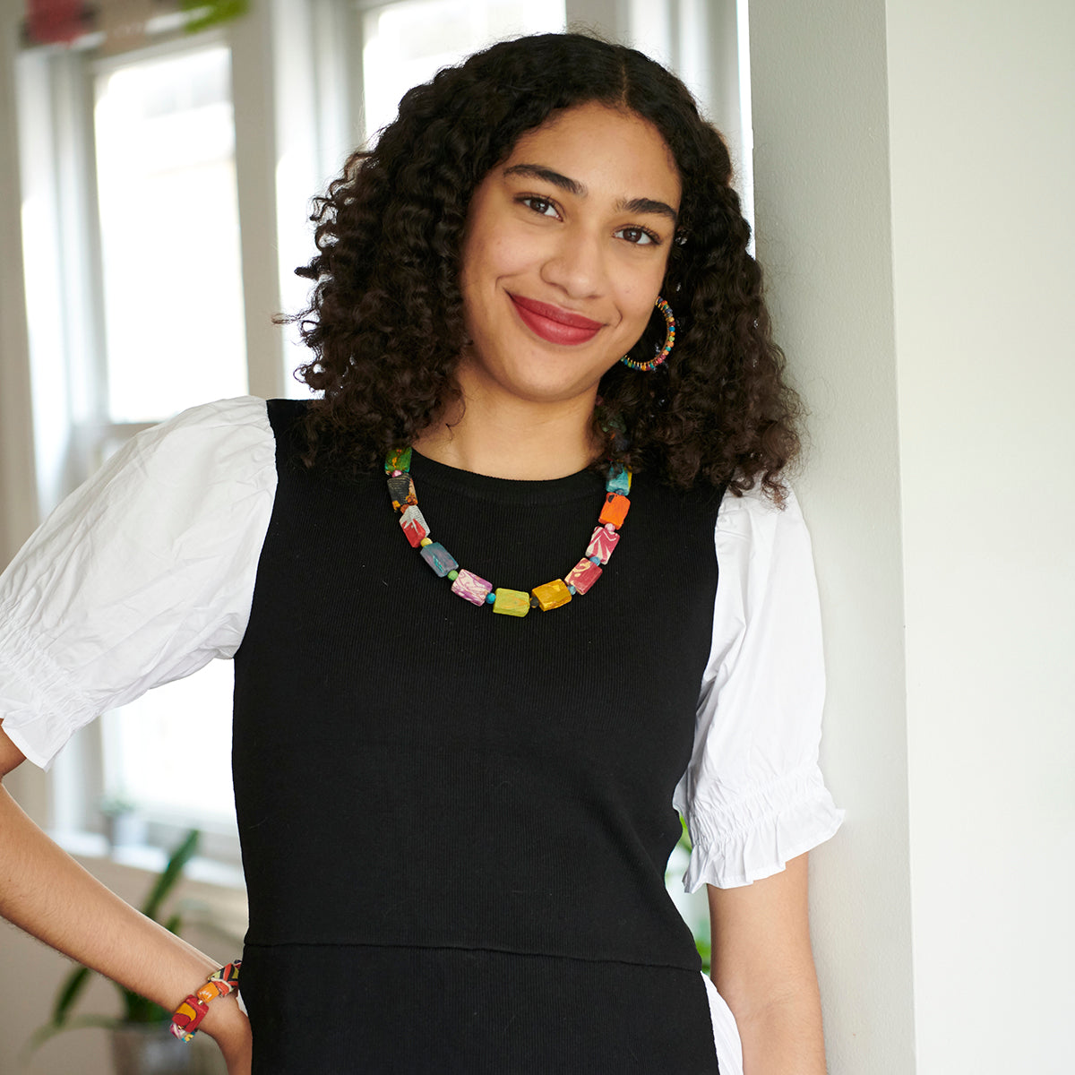 Kantha Dotted Block Necklace