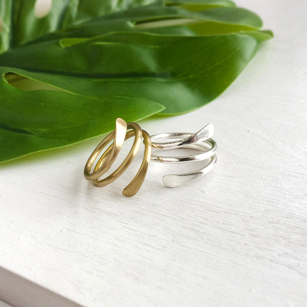 A gold and silver Coiled Wrap Ring