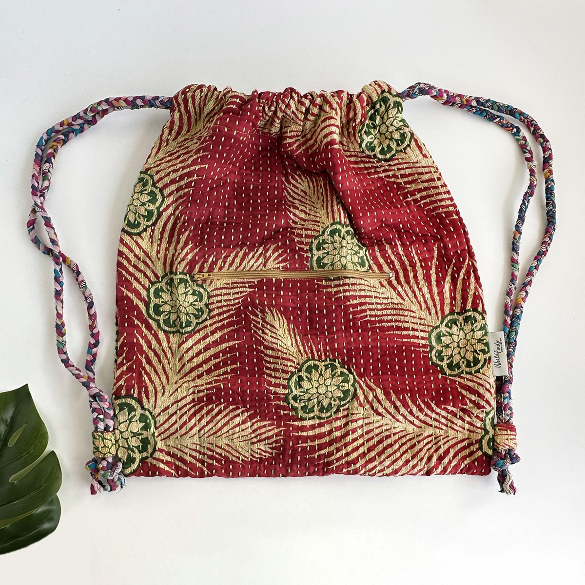 Load image into Gallery viewer, Kantha Drawstring Backpack
