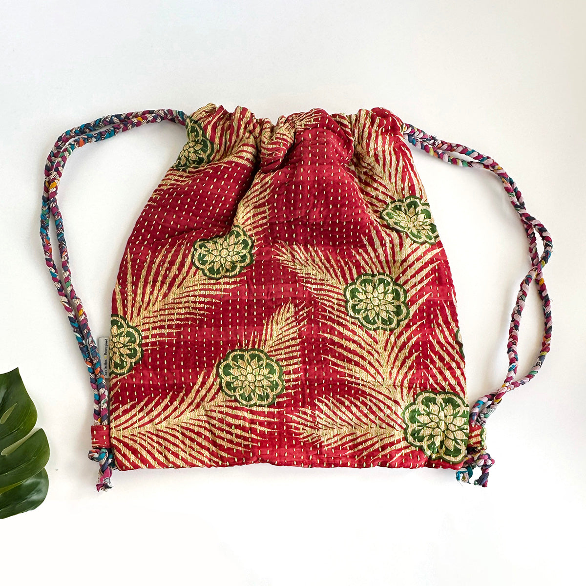 Kantha Drawstring Backpack
