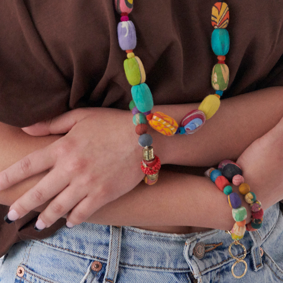 Kantha Gilded Bobbin Bracelet