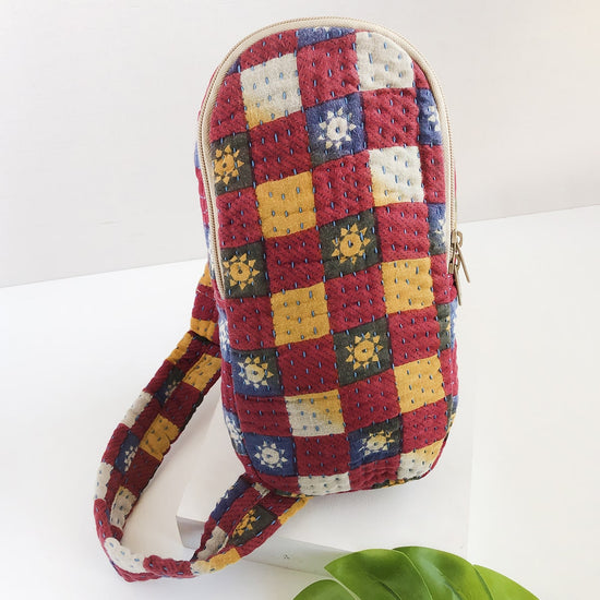 Load image into Gallery viewer, Kantha Sling Bag (Warm Tones)
