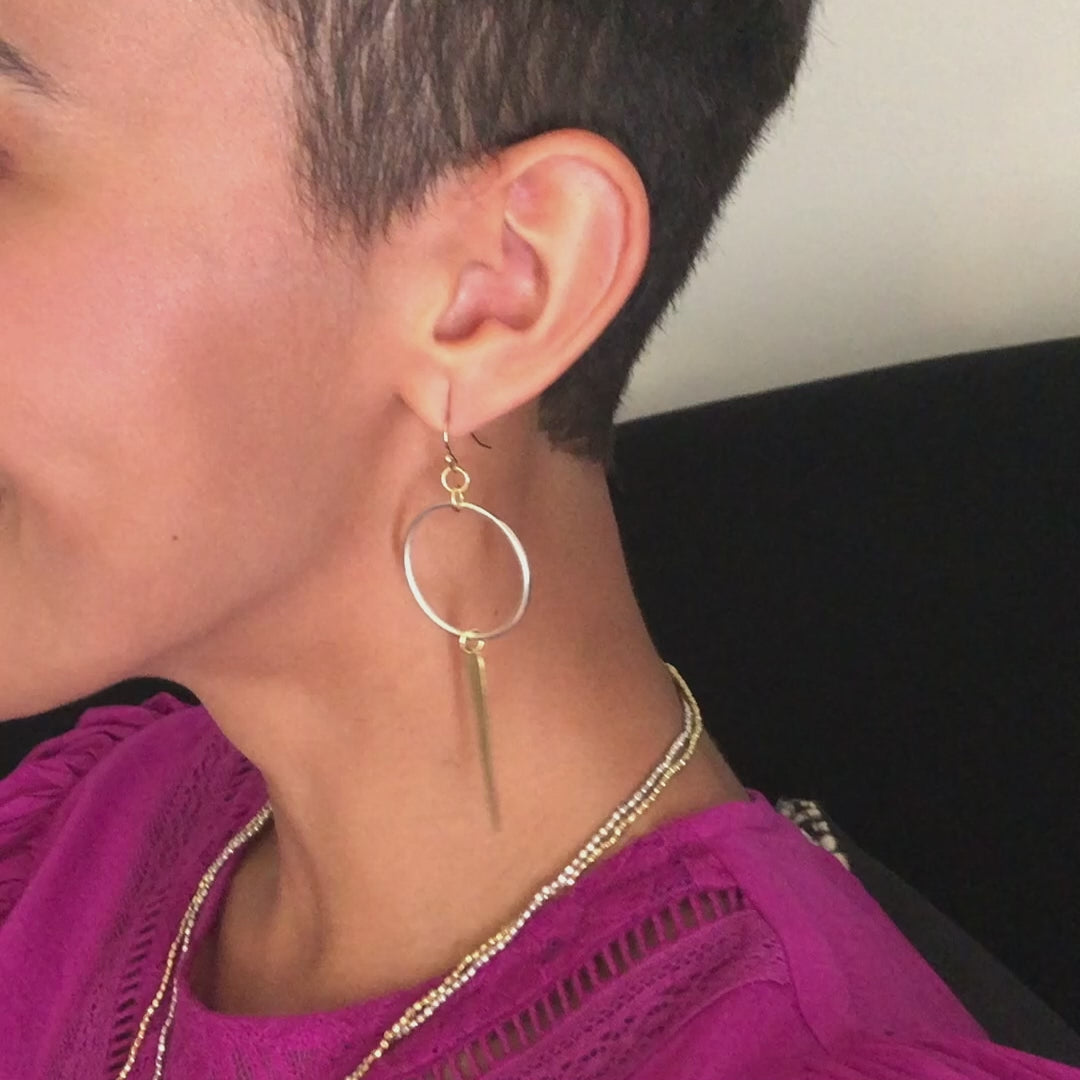 Load and play video in Gallery viewer, Elongated Leaf Hoop Earrings
