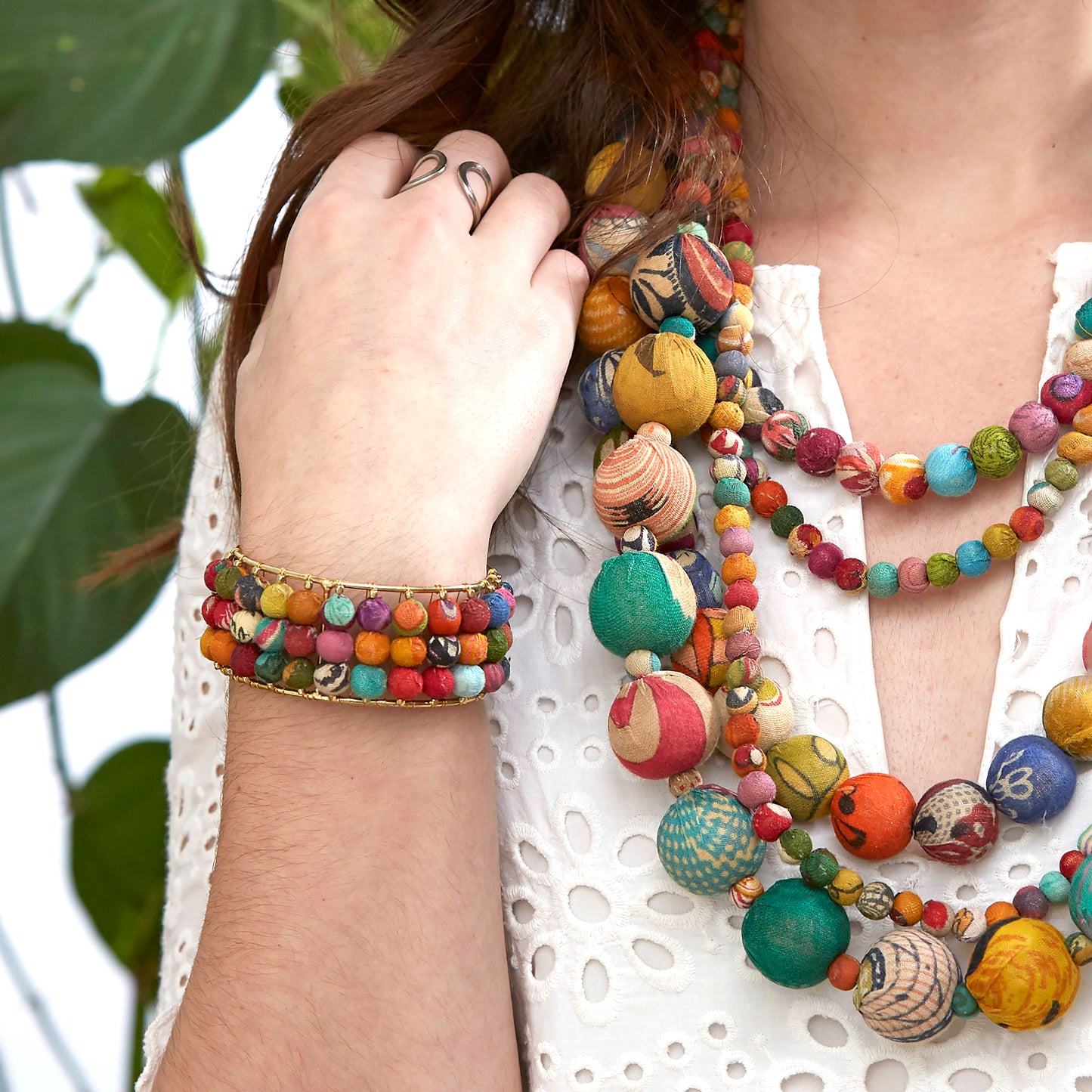 Triple Stacked Kantha Cuff