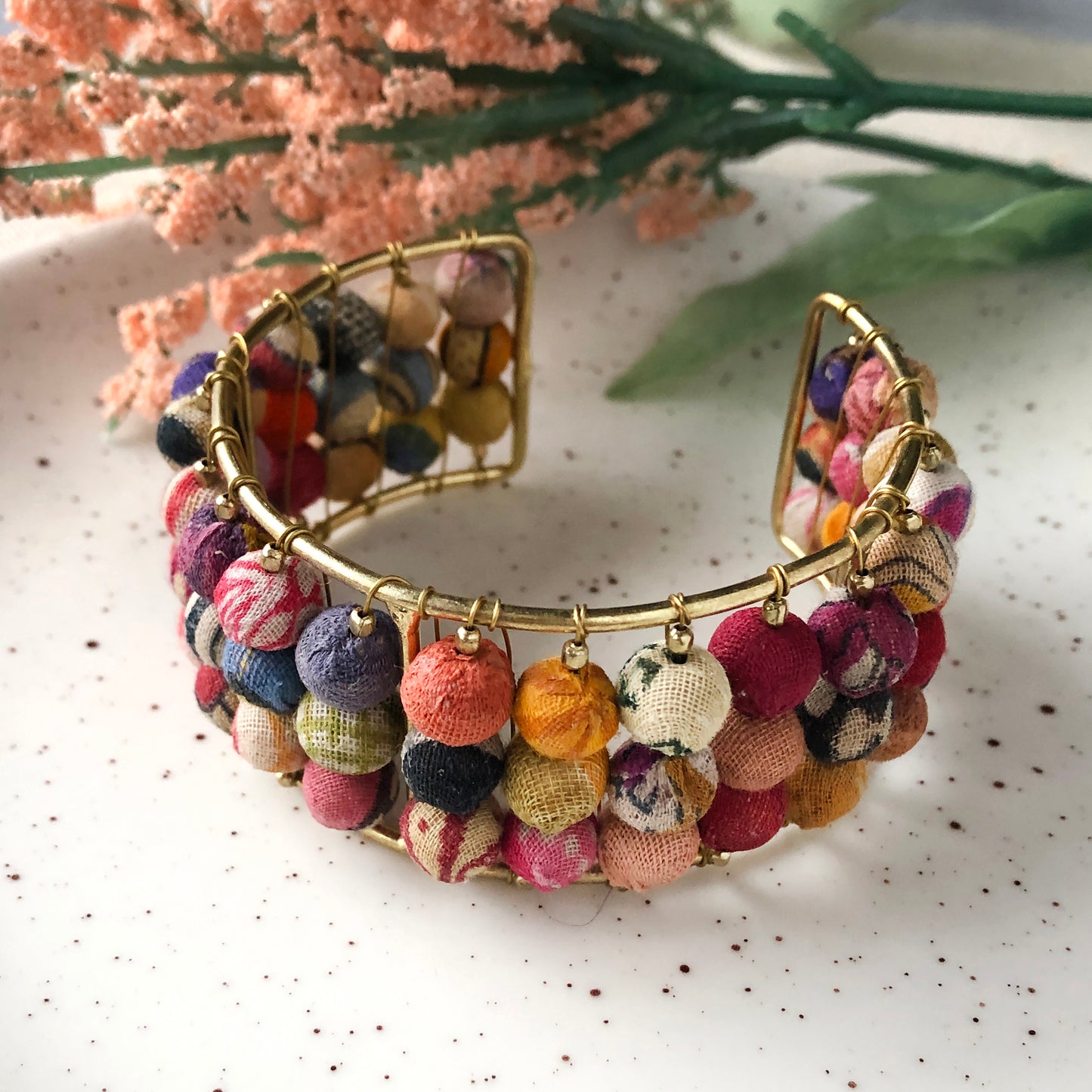 Triple Stacked Kantha Cuff