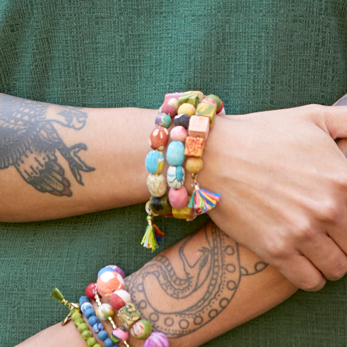 Kantha Spiral Shapes Bracelet