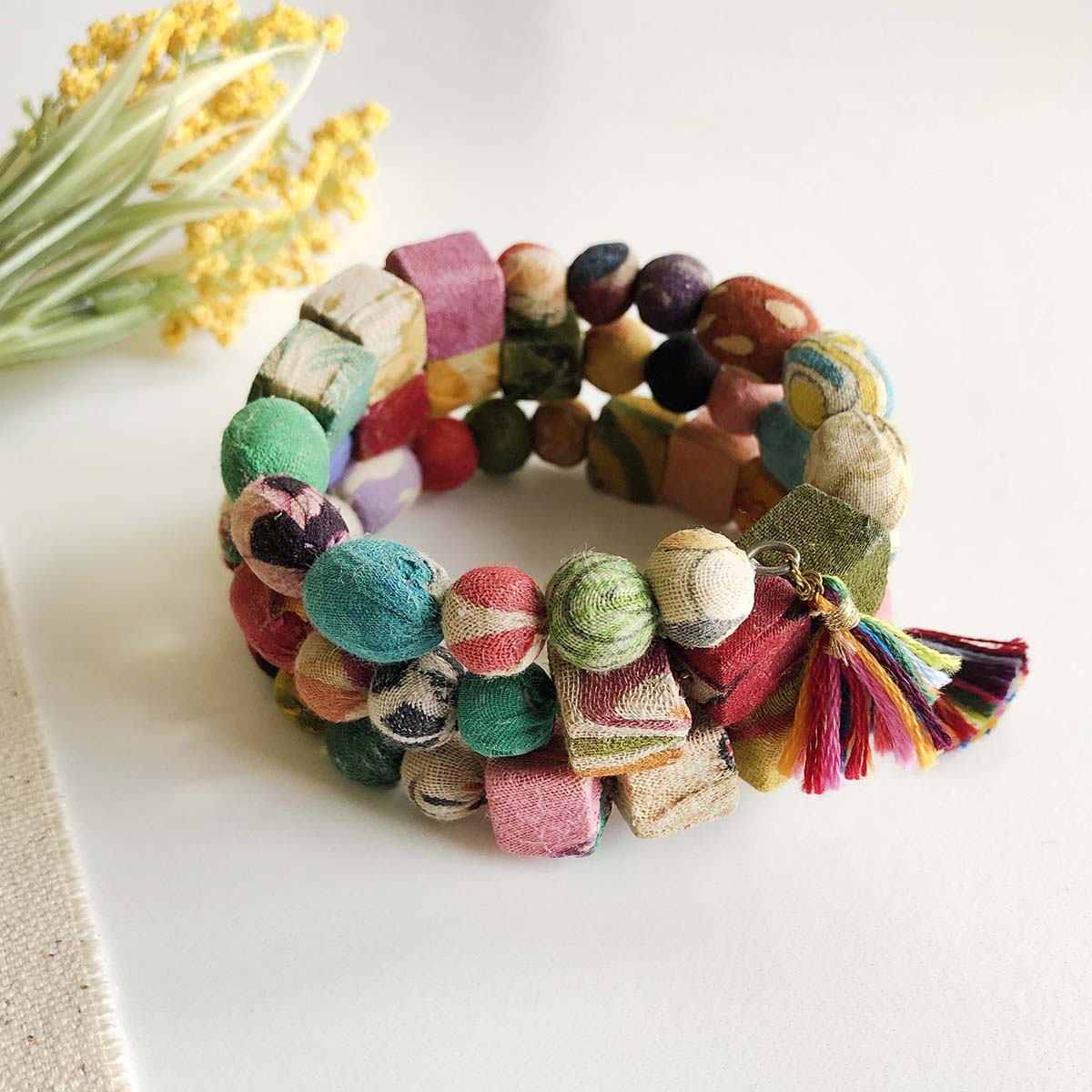 Kantha Spiral Shapes Bracelet
