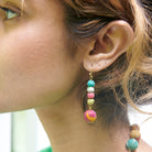 A model wears the Dripping Kantha Earrings