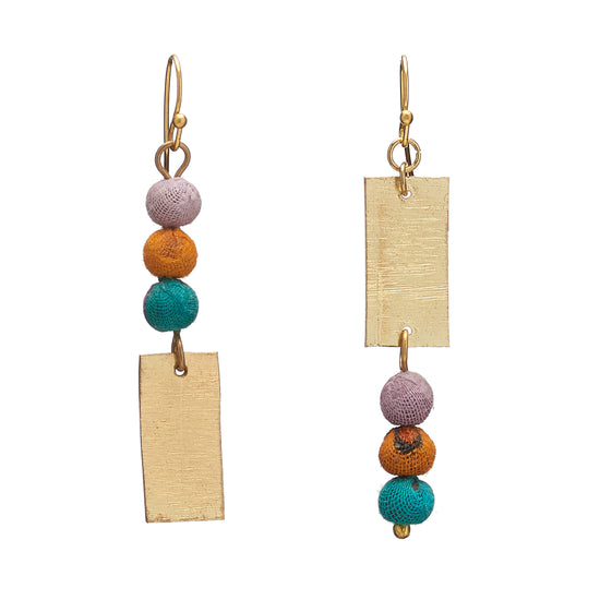 Asymmetric Kantha Earrings