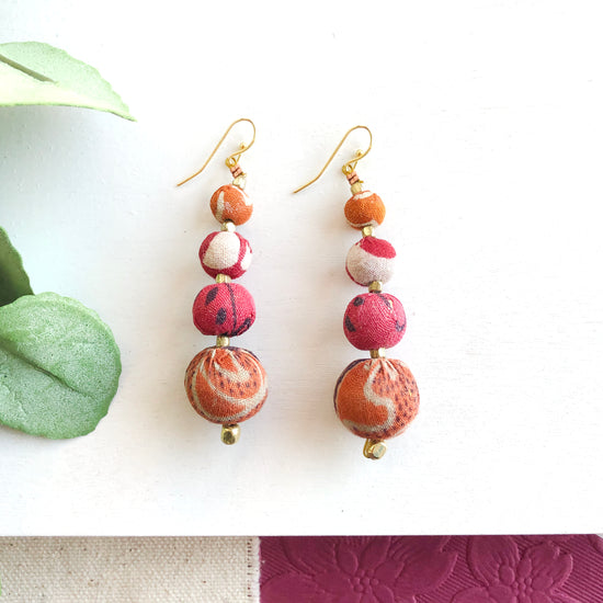 Load image into Gallery viewer, Graduated Kantha Earrings
