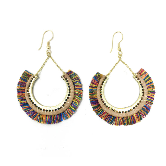 Load image into Gallery viewer, Contoured Fringe Earrings in Multi
