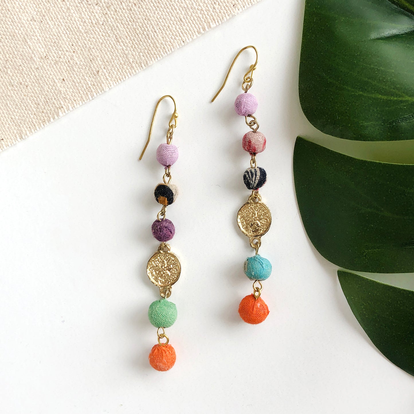 Load image into Gallery viewer, Kantha Raindrop Earrings
