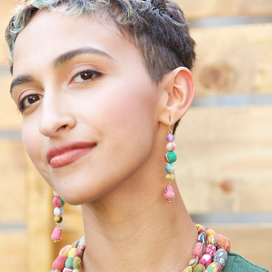 Load image into Gallery viewer, Kantha Vertical Earrings
