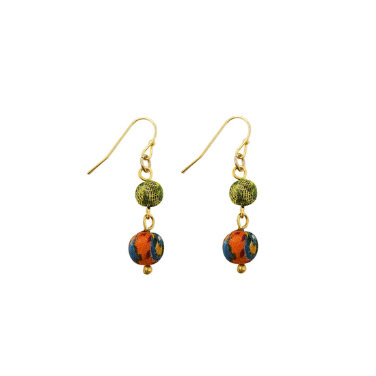 Load image into Gallery viewer, Kantha Double Drop Earrings
