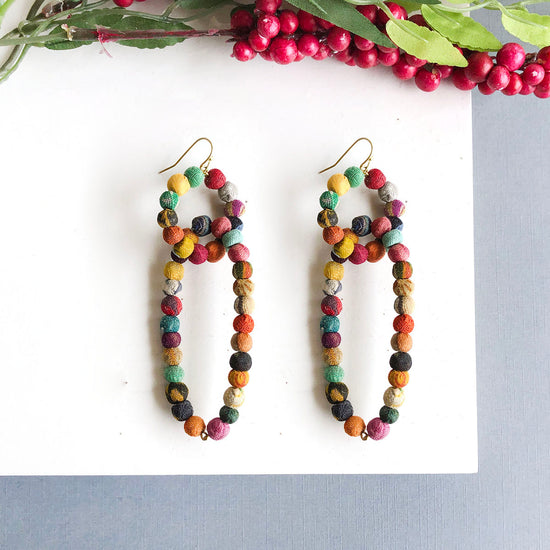 Load image into Gallery viewer, Linked Kantha Earrings
