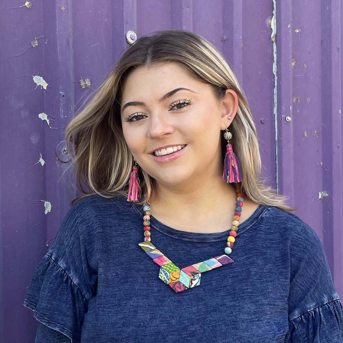 Kantha Dangling Tassel Earrings