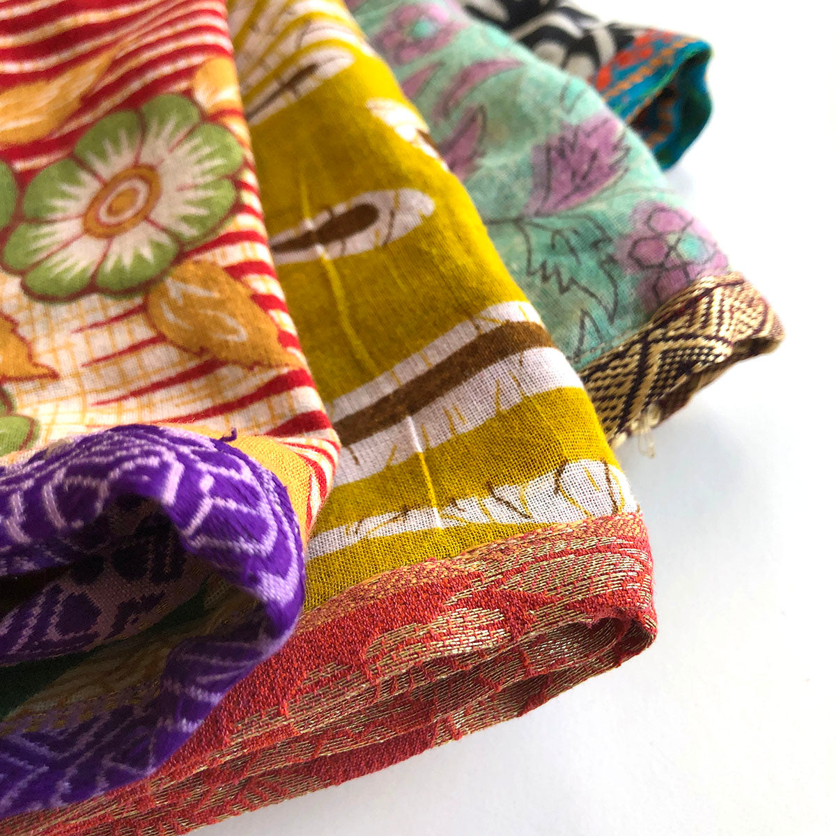 Close up of the silk trim on the Sari Home Napkins