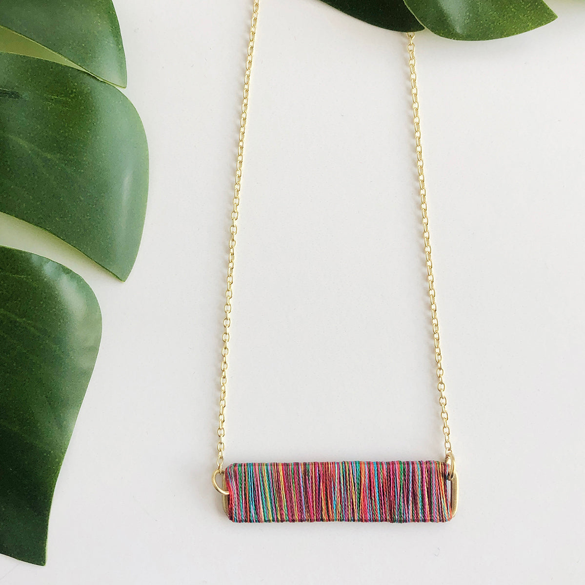 Up close view of the Raja Rainbow Pendant Necklace