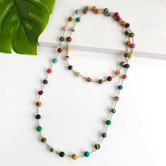 Dotted Kantha Long Necklace